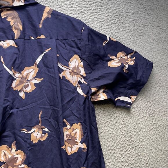 Haruki Hawaiian Shirt Mens Large Aloha Blue Floral Button Up Short Sleeve - Picture 10 of 11